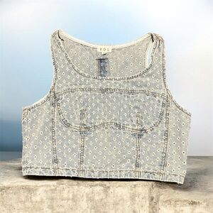 POL Denim Top NWT Crop Size Medium Zipper back